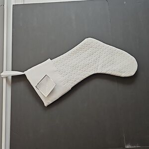 Waterford Fine Linens winter white cream quilted Christmas stocking